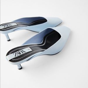 ZARA SQUARE TOE MID-HEIGHT HEEL MULES. 39 8.5